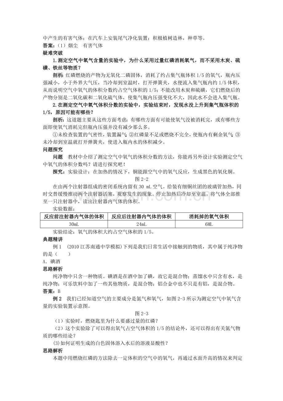 中考化学考点知识梳理与疑难突破 第二单元课题1 空气.doc_第2页