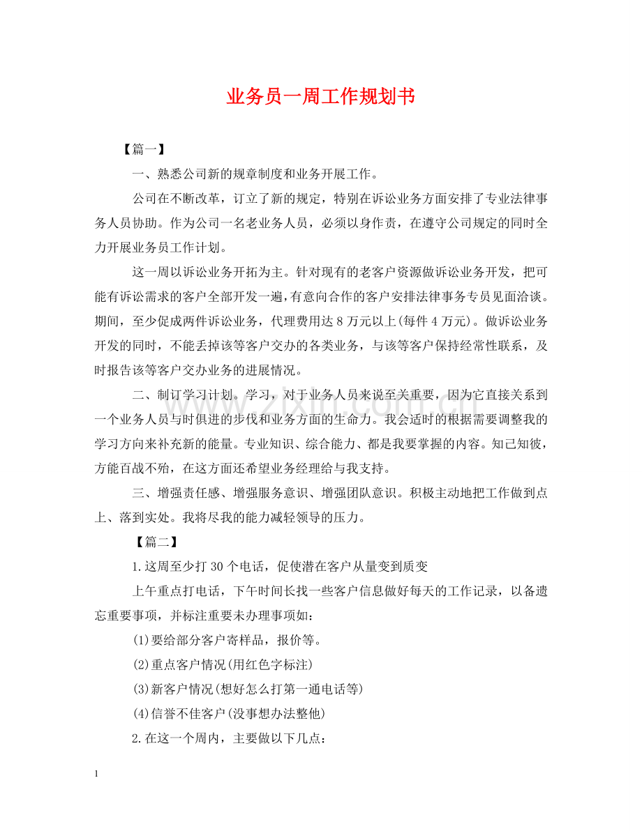 业务员一周工作规划书.doc_第1页