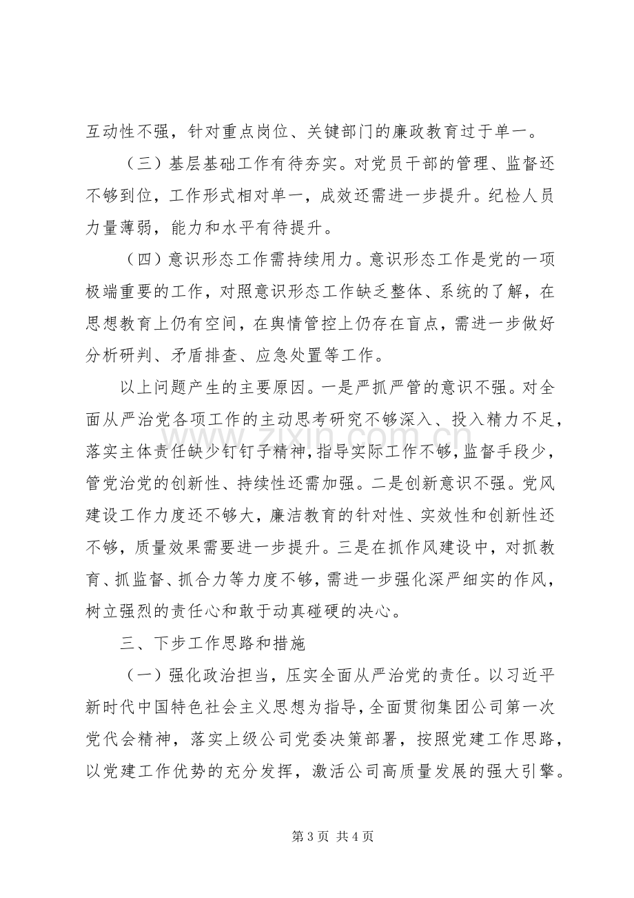 XX年度履行全面从严治党责任述职报告.docx_第3页