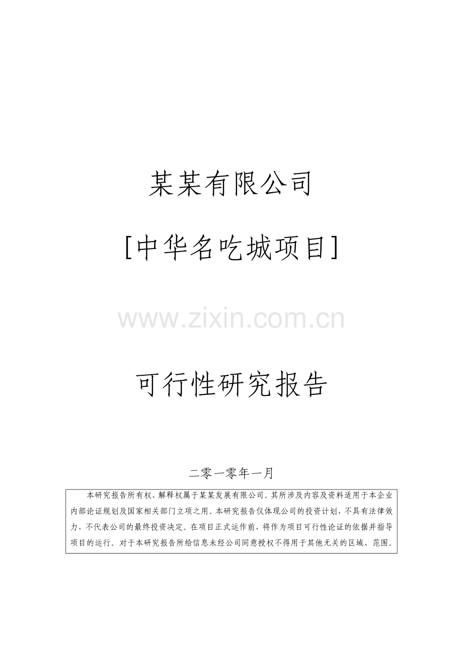 商业地产中华名吃城项目可行性研究报告.docx_第1页