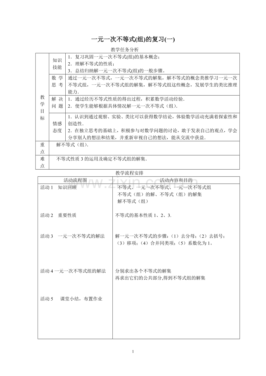 一元一次-不等式(组)复习(一).doc_第1页