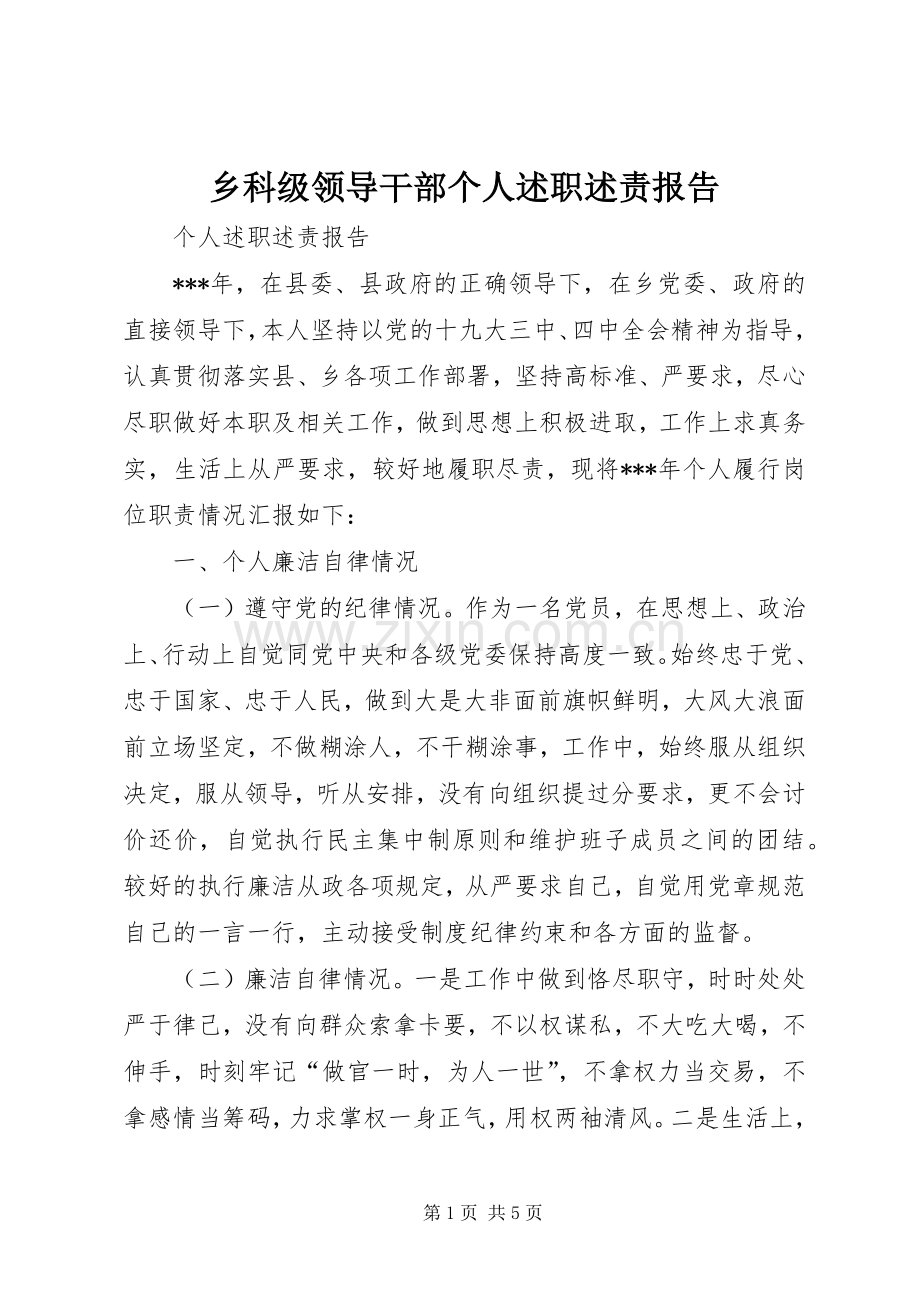 乡科级领导干部个人述职述责报告.docx_第1页