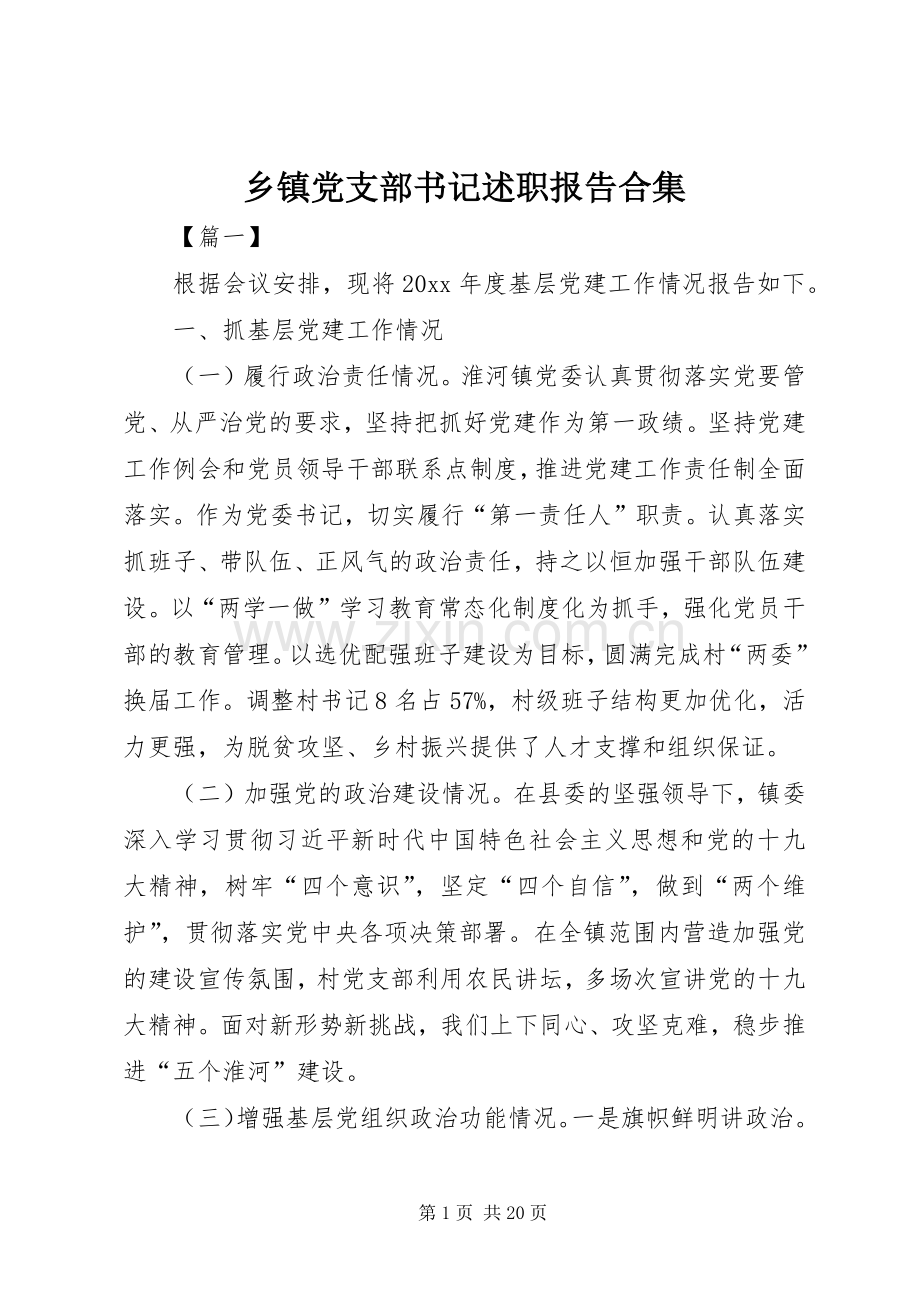 乡镇党支部书记述职报告合集.docx_第1页