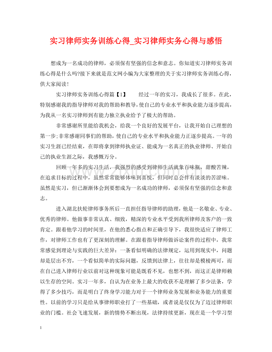 实习律师实务训练心得_实习律师实务心得与感悟 .doc_第1页