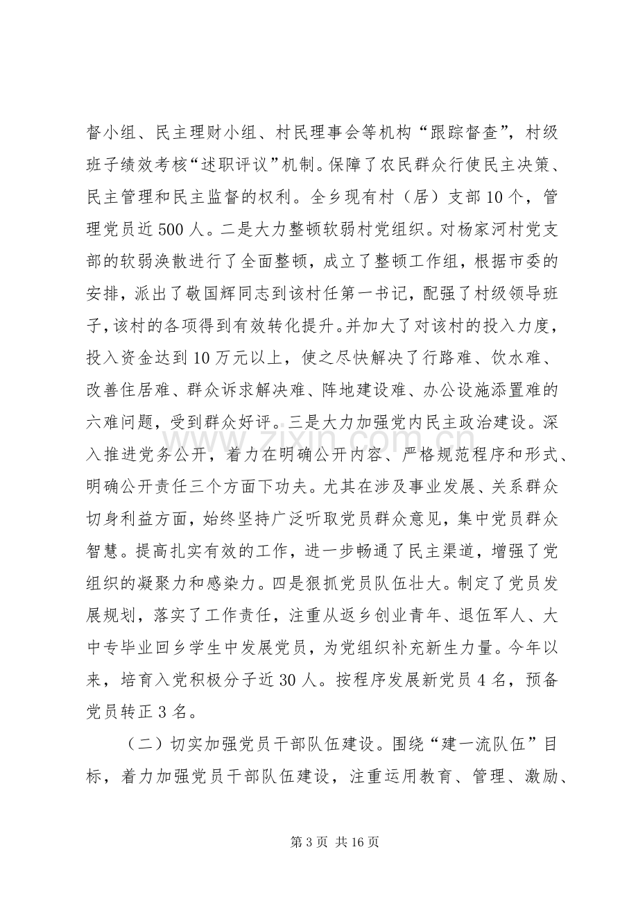 XX年乡党委书记党建述职报告.docx_第3页