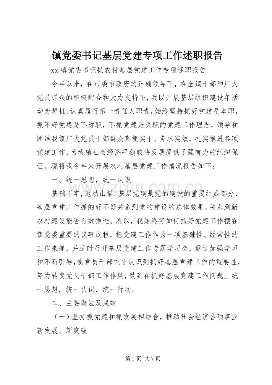 镇党委书记基层党建专项工作述职报告.docx_第1页