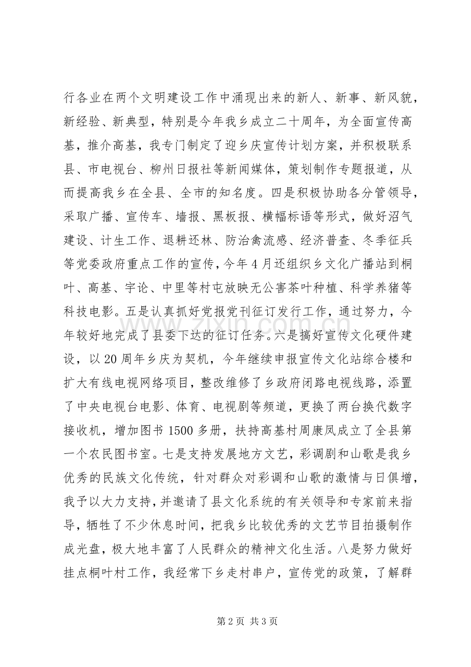 乡镇党委宣传委员的述职报告.docx_第2页