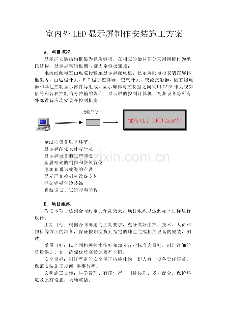 室内外LED显示屏制作安装施工方案.docx_第1页