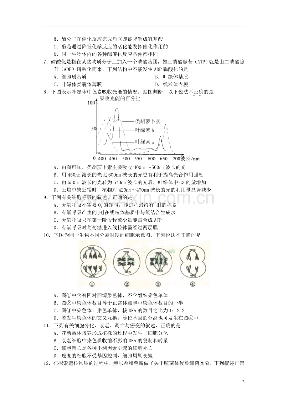 北京市东城区高三生物上学期期末考试试题新人教版.doc_第2页