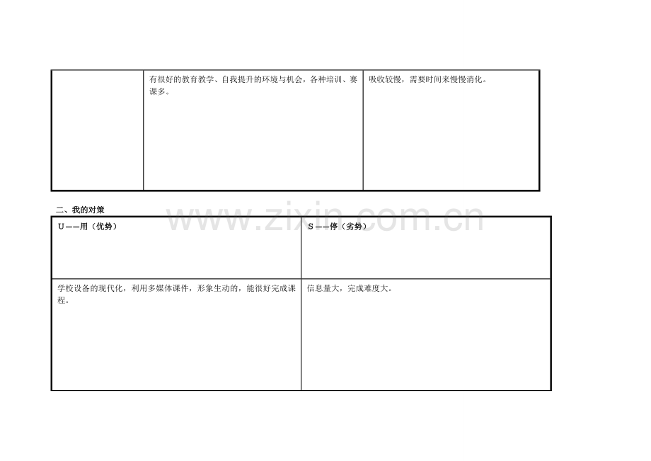 闫丽芳：个人自我诊断SWOT分析表.doc_第2页