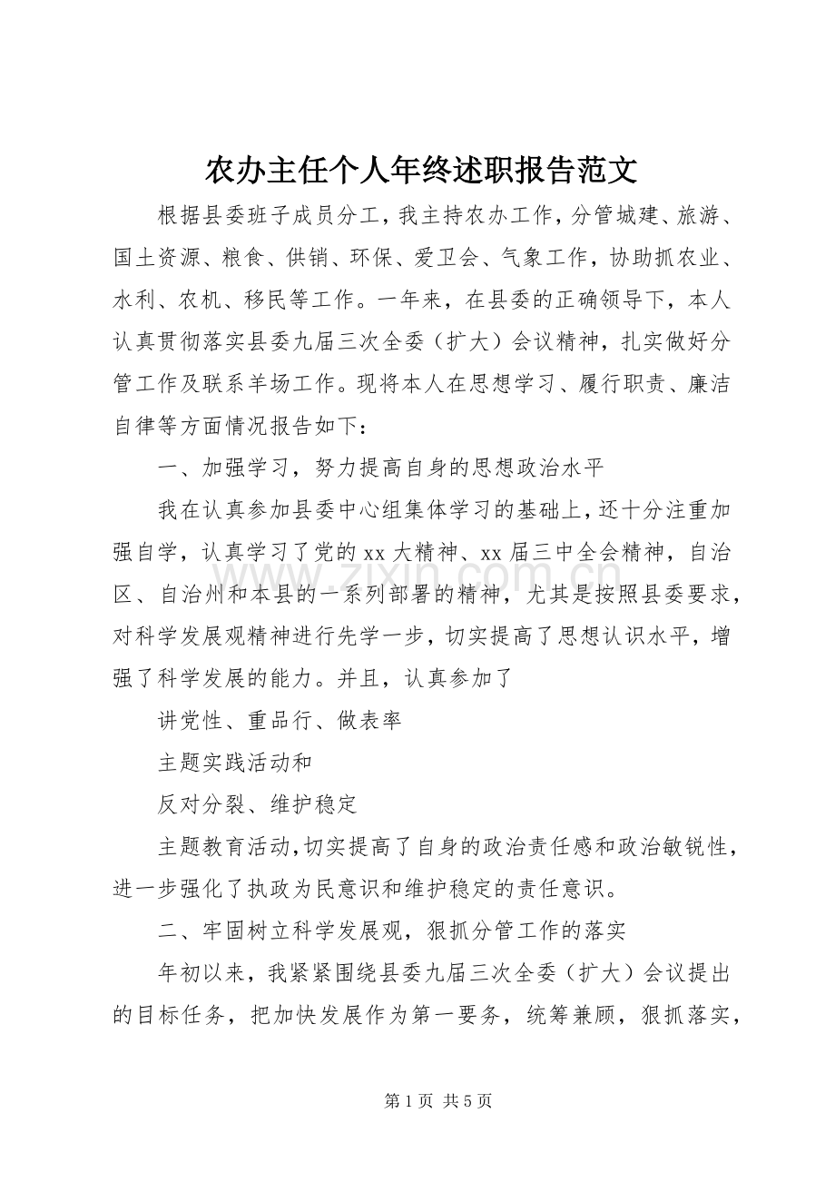 农办主任个人年终述职报告范文.docx_第1页