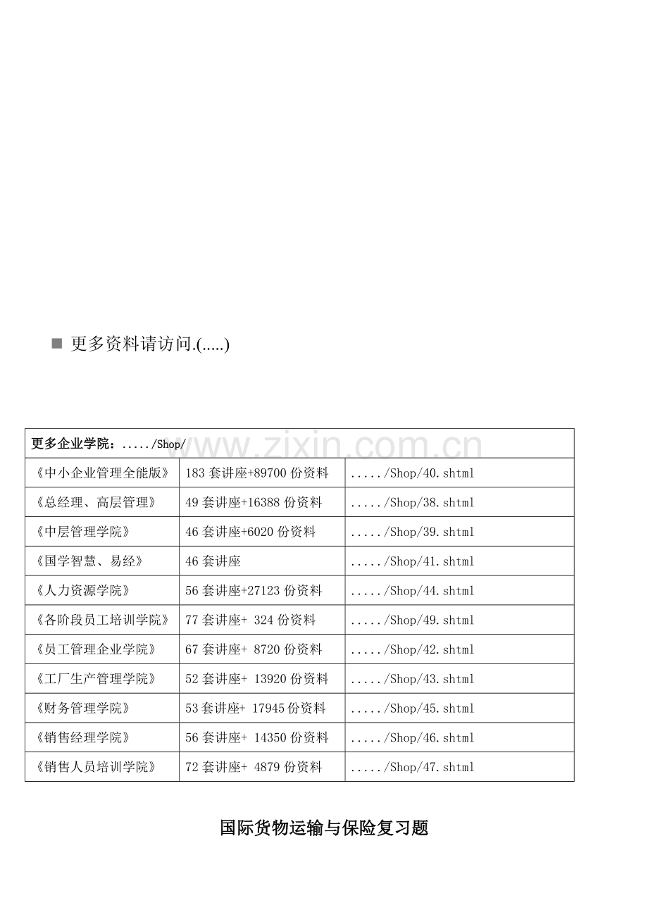 国际货物运输与保险复习试题.docx_第1页