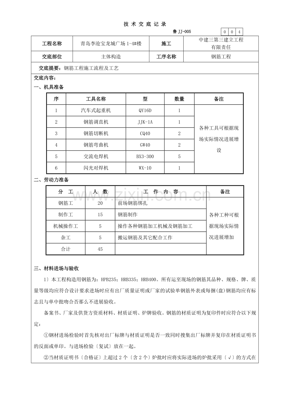 某广场主体结构钢筋工程技术交底.doc_第1页