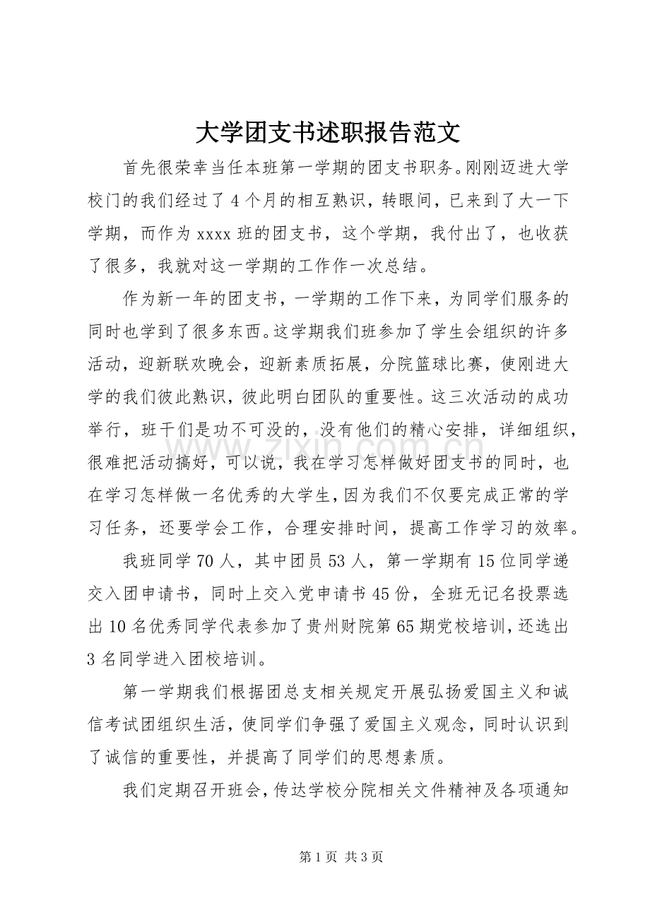 大学团支书述职报告范文.docx_第1页