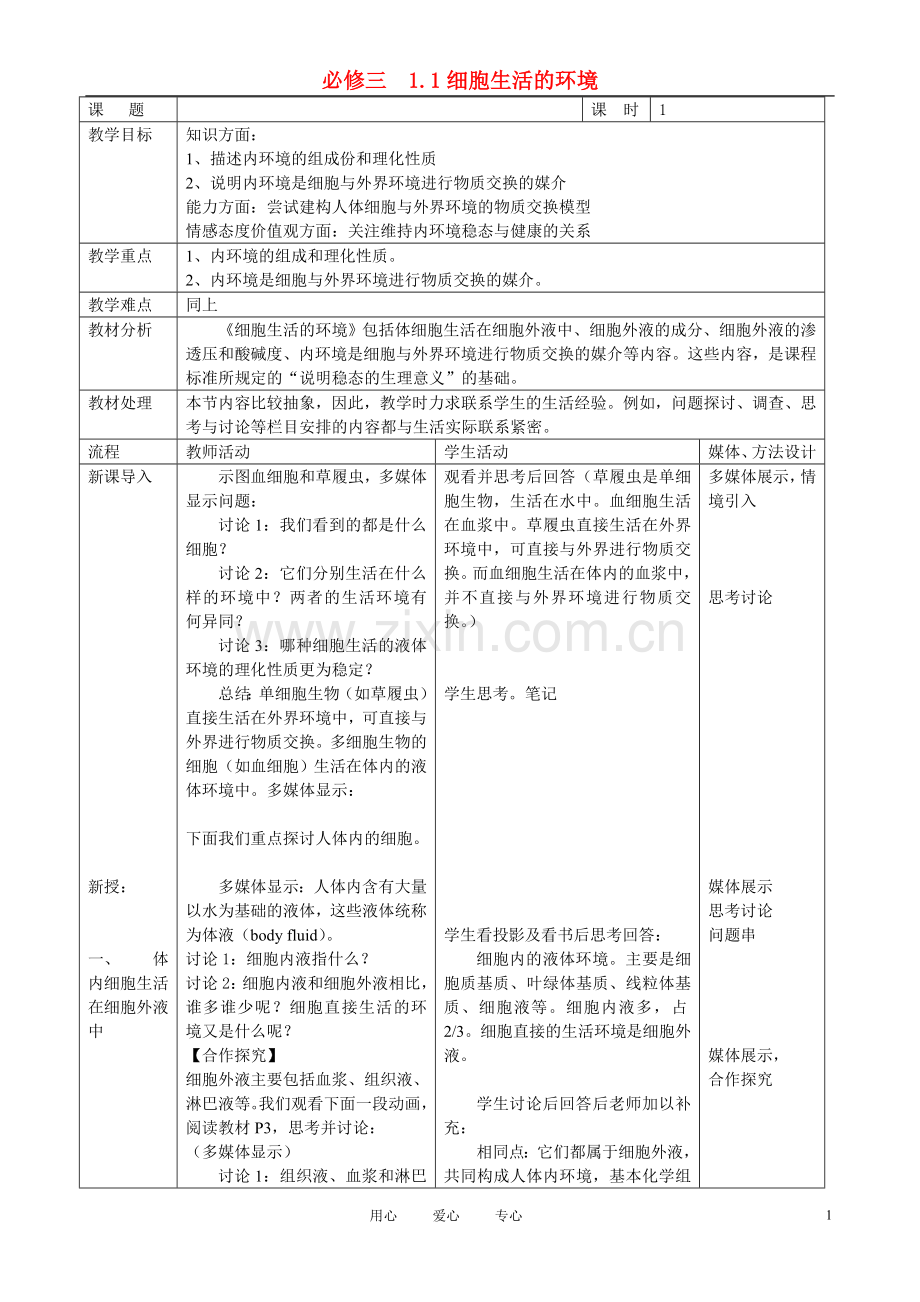 高中生物《细胞生活的环境》教案6-新人教版必修3.doc_第1页