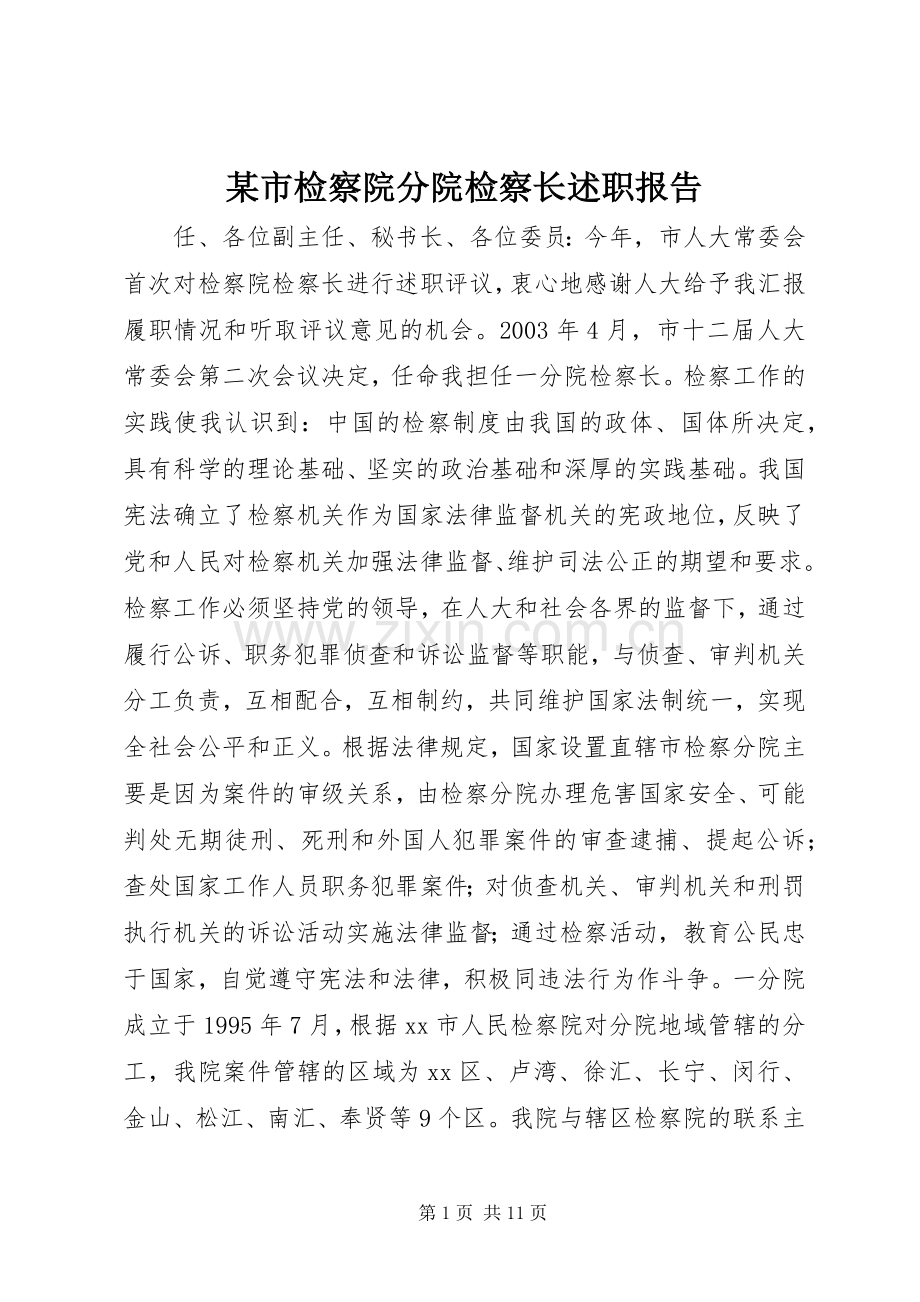 某市检察院分院检察长述职报告.docx_第1页