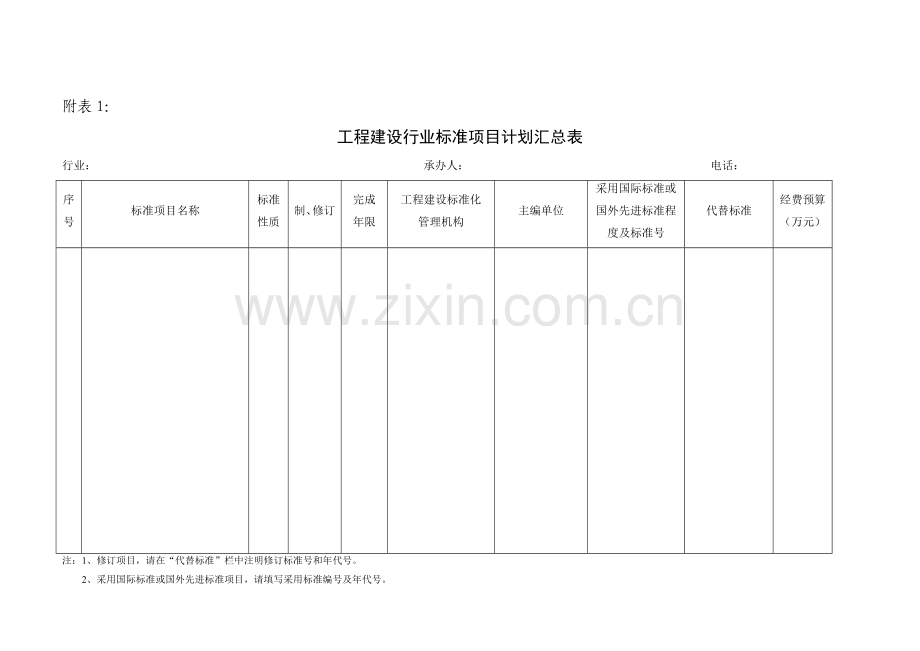 工程建设行业标准项目计划汇总表.docx_第1页