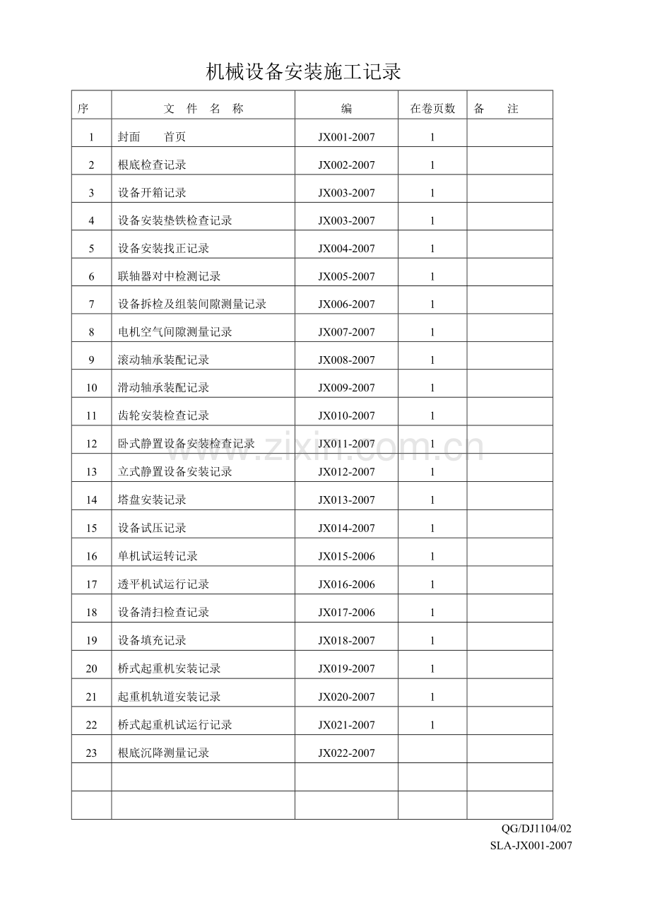 设备安装施工记录表格.doc_第2页