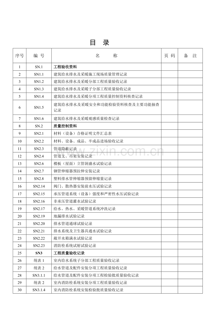 建筑工程施工质量验收资料(给排水及采暖).docx_第1页