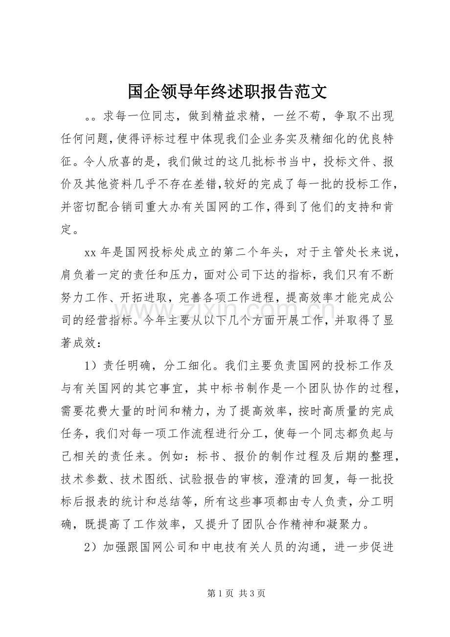 国企领导年终述职报告范文.docx_第1页