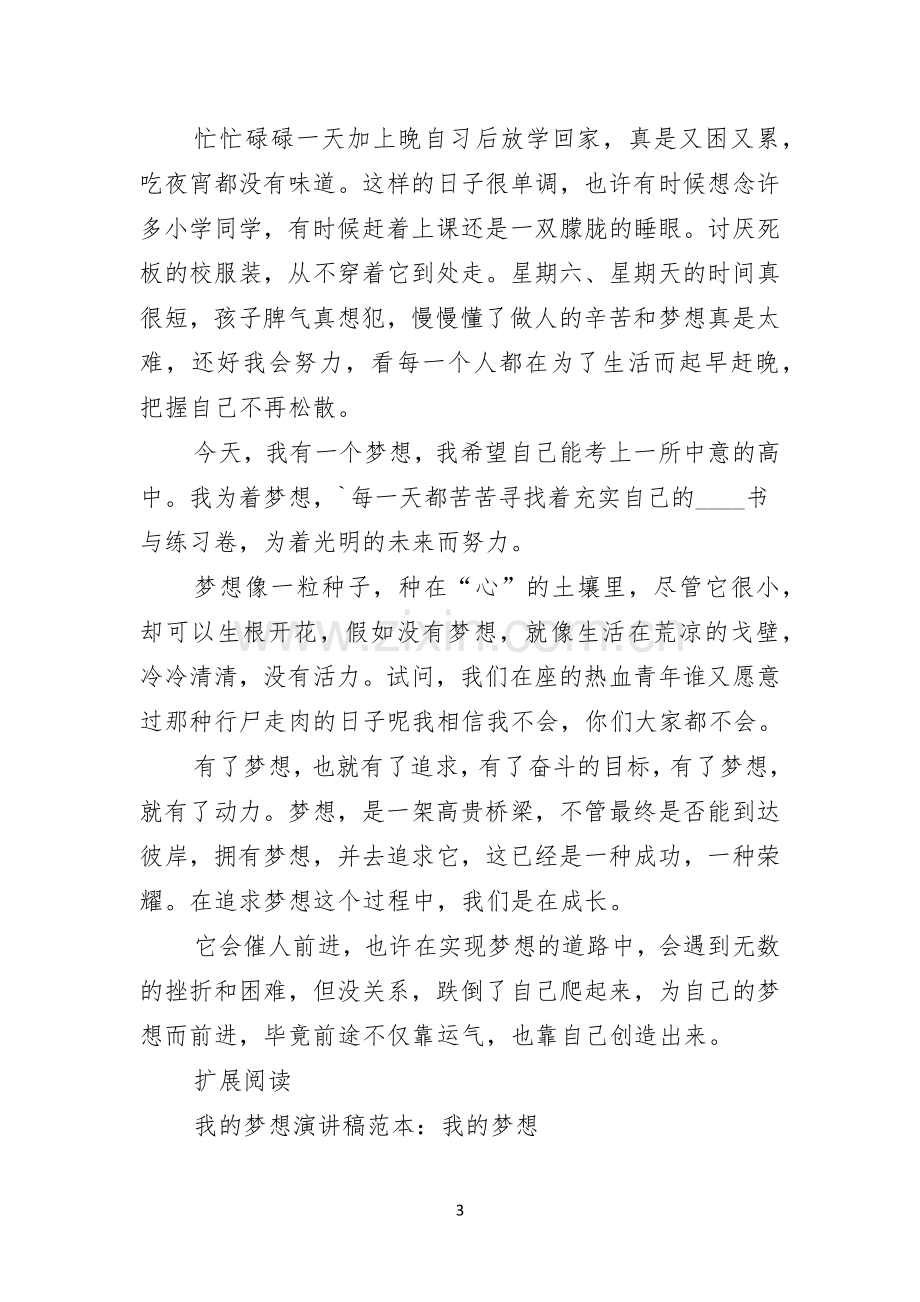 我的梦想演讲稿我的梦想.docx_第3页