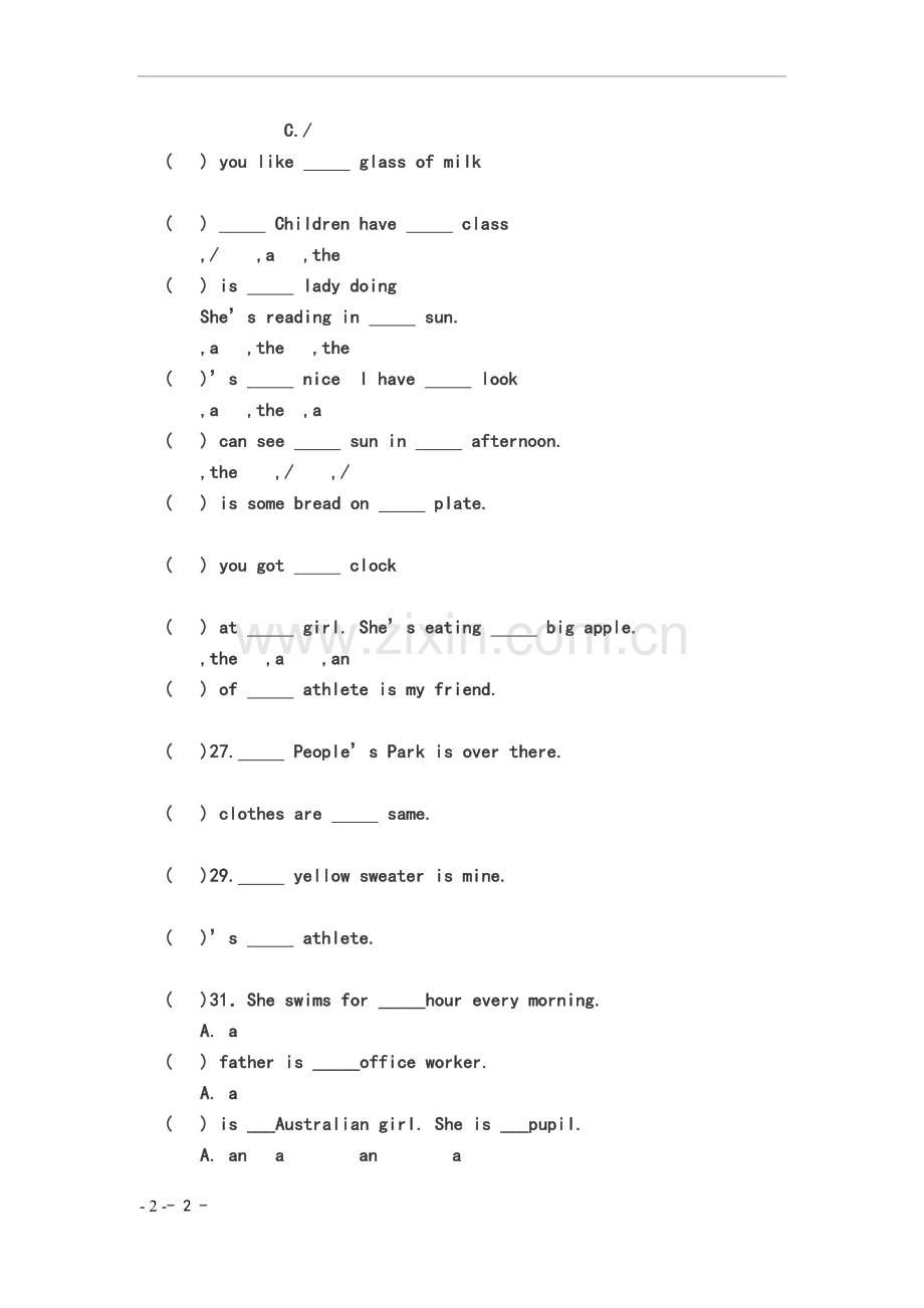 小学英语冠词专题练习.doc_第2页