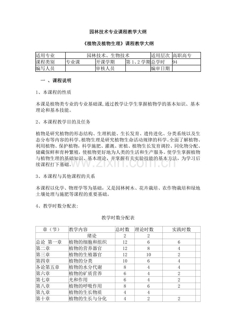 园林技术专业课程教学大纲.docx_第1页