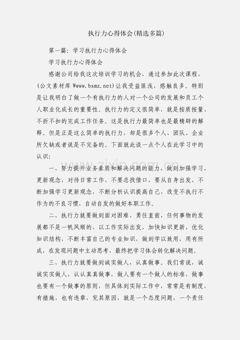 执行力心得体会(多篇).docx_第1页