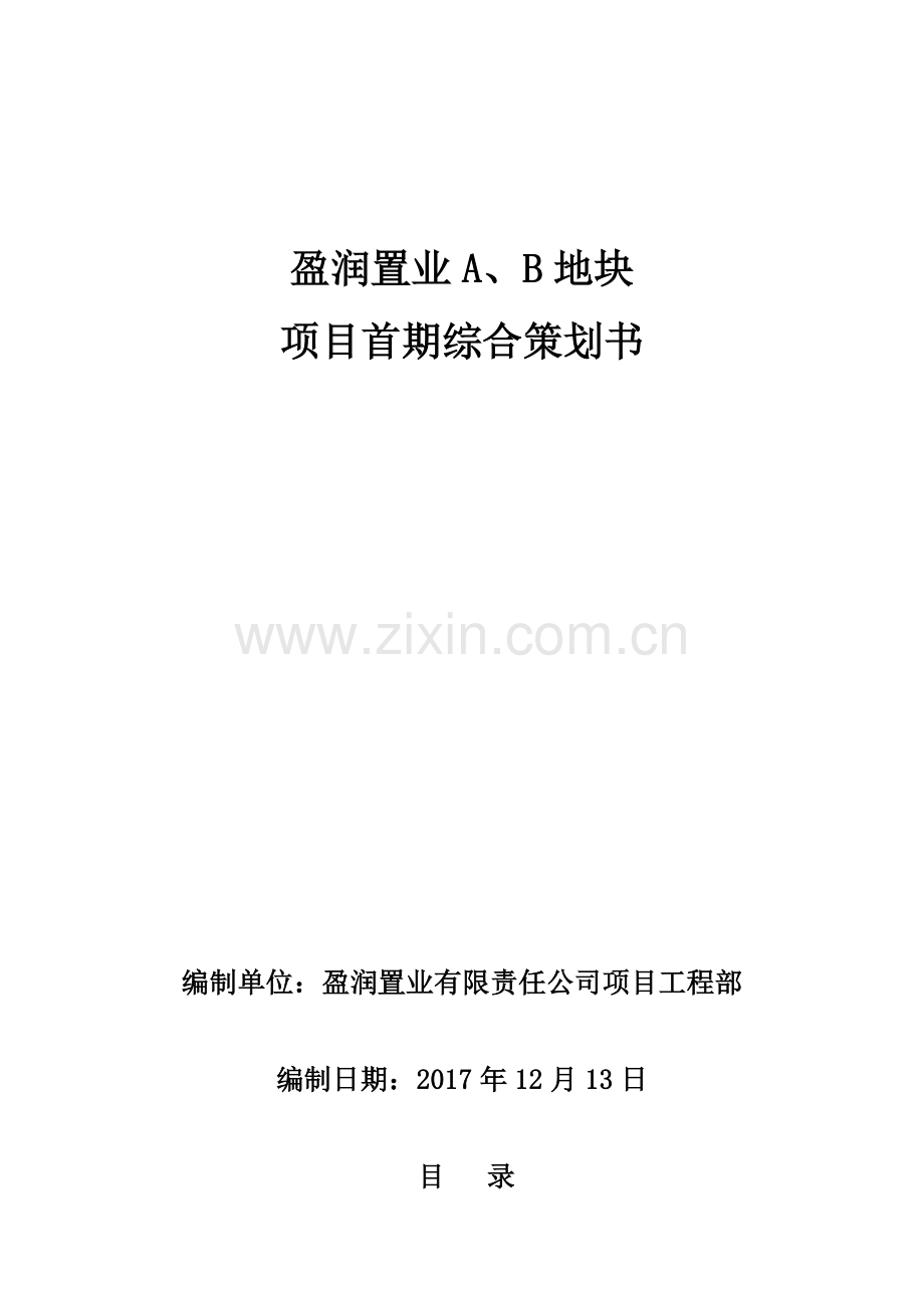 房地产前期项目综合策划书培训资料.docx_第1页