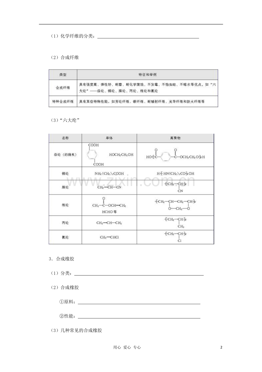 2012高中化学-5.2应用广泛的高分子材料学案-新人教选修5.doc_第2页