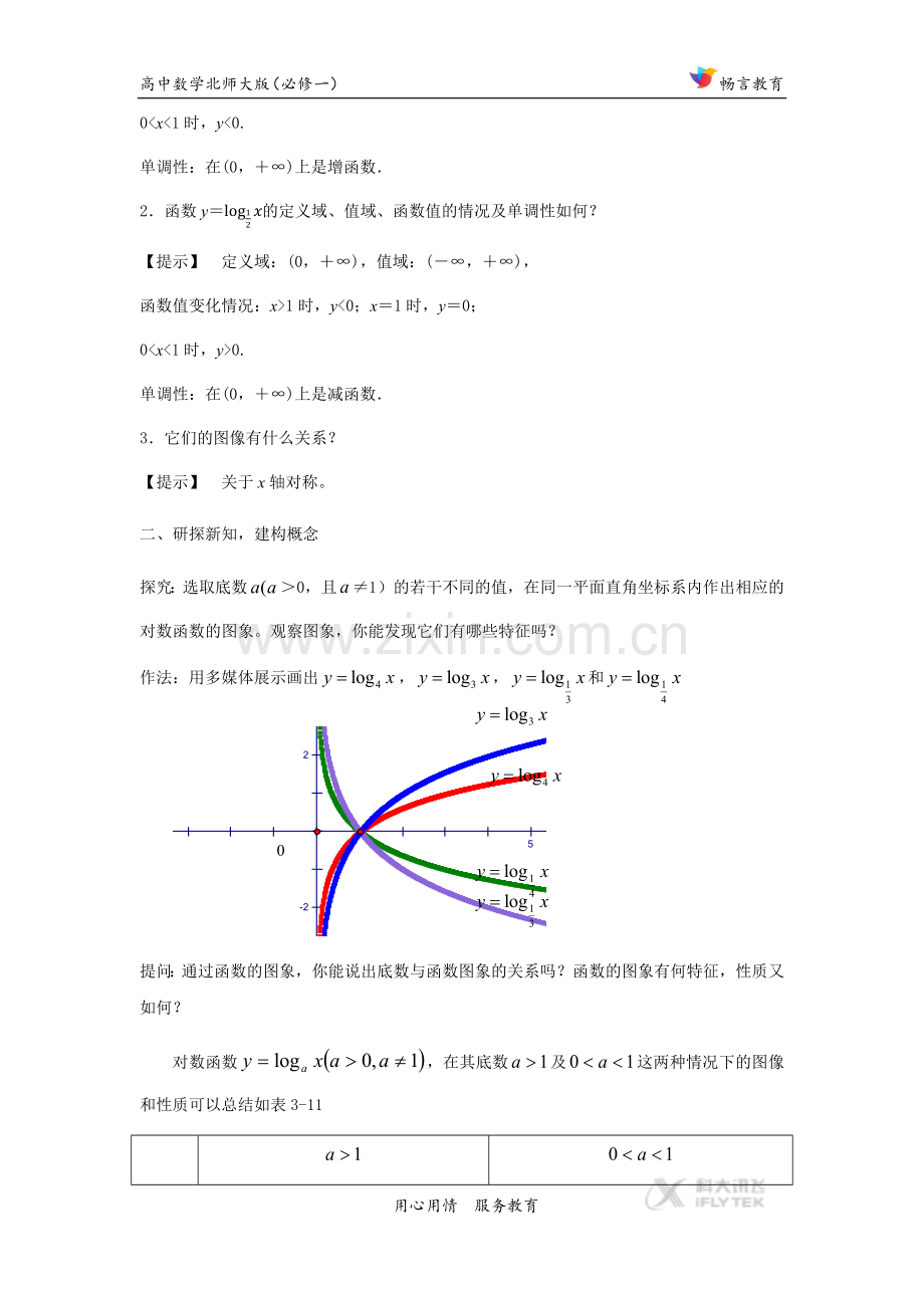 【教学设计】《对数函数的图像和性质》(北师大).docx_第3页