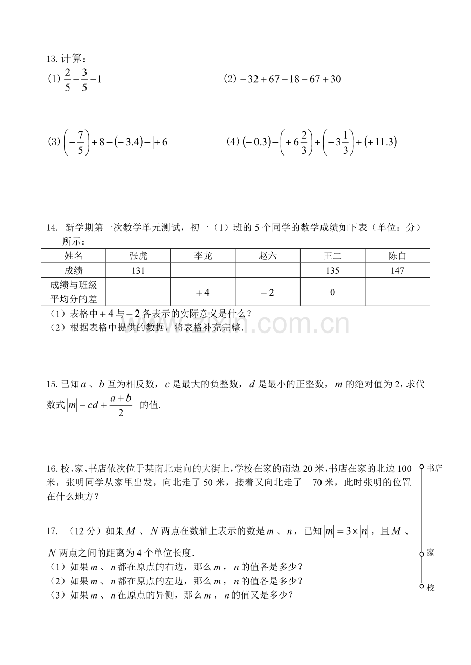 《有理数的减法》课后作业.doc_第2页