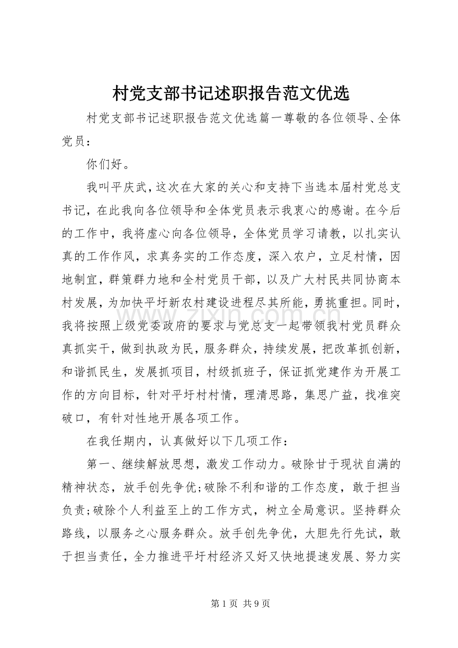 村党支部书记述职报告范文优选.docx_第1页