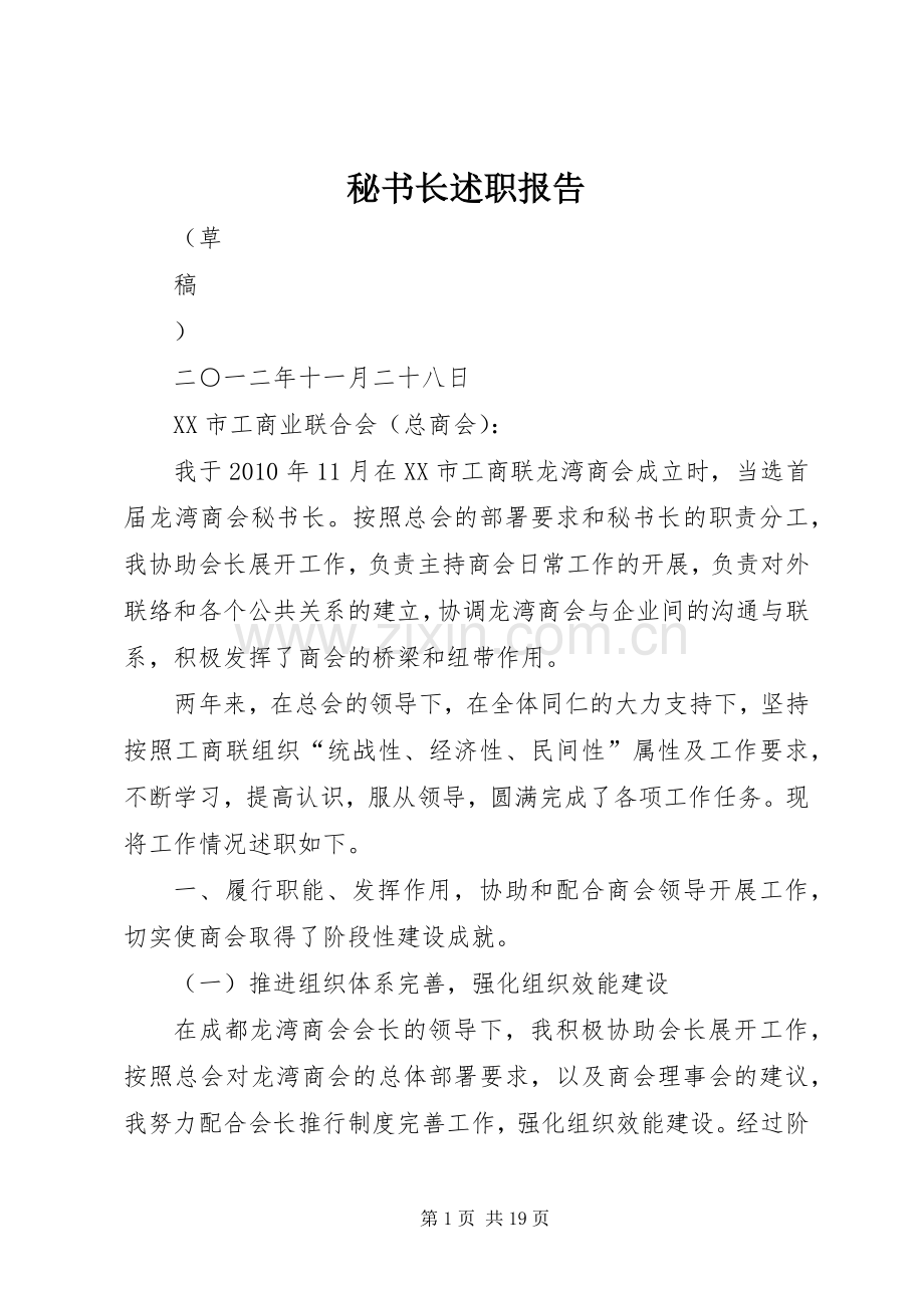 秘书长述职报告.docx_第1页