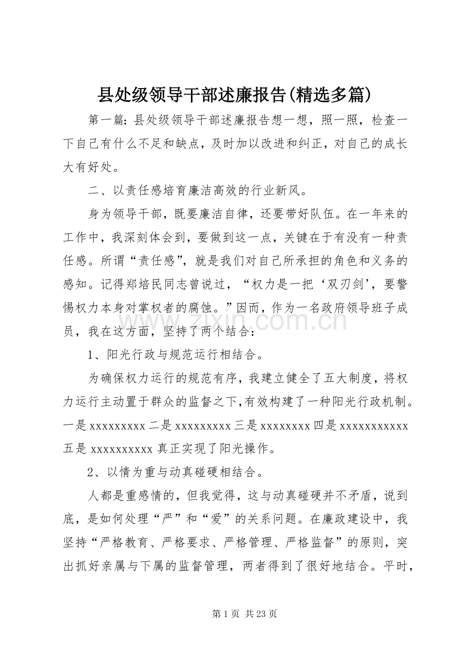 县处级领导干部述廉报告(多篇).docx_第1页