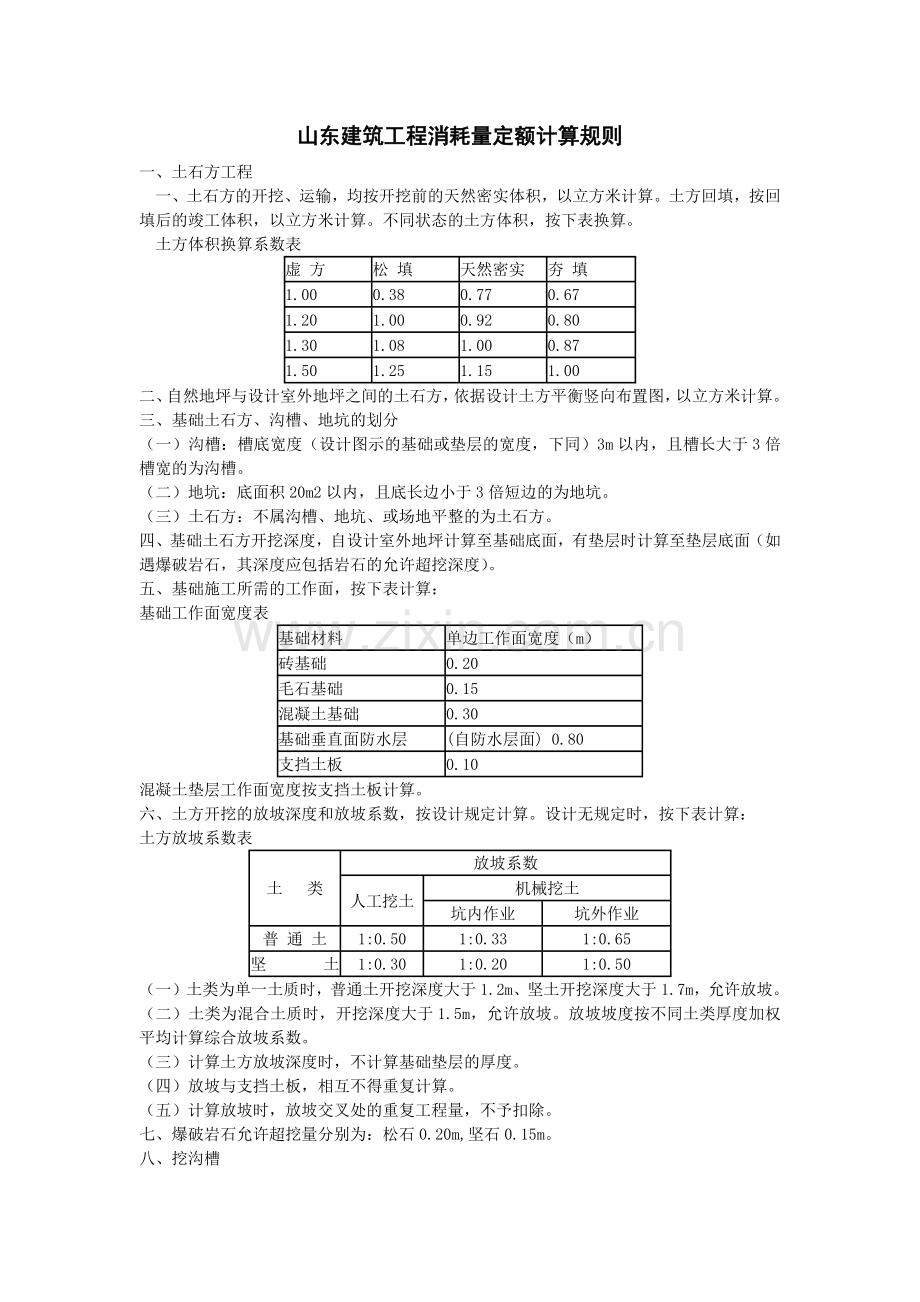 山东建筑工程消耗量定额计算规则.docx_第1页