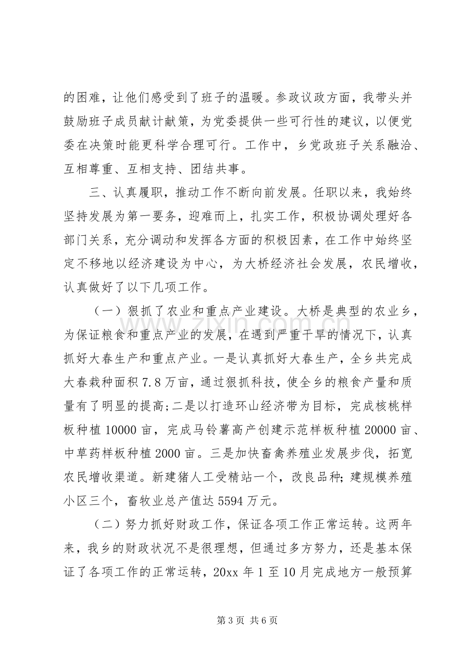 XX年基层乡镇镇长述职述廉述德报告.docx_第3页