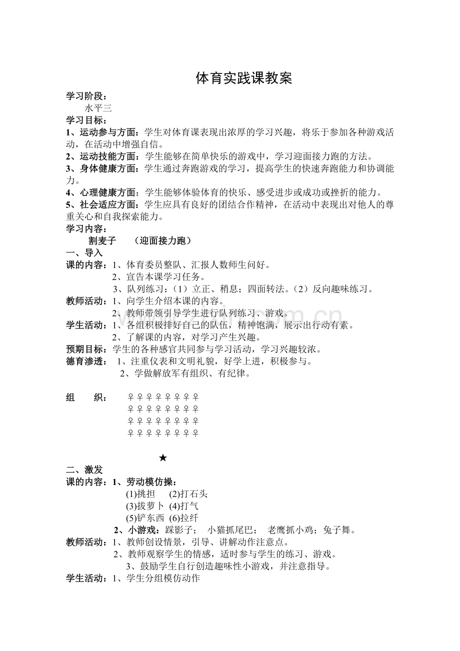 体育实践课教案(水平三).doc_第1页