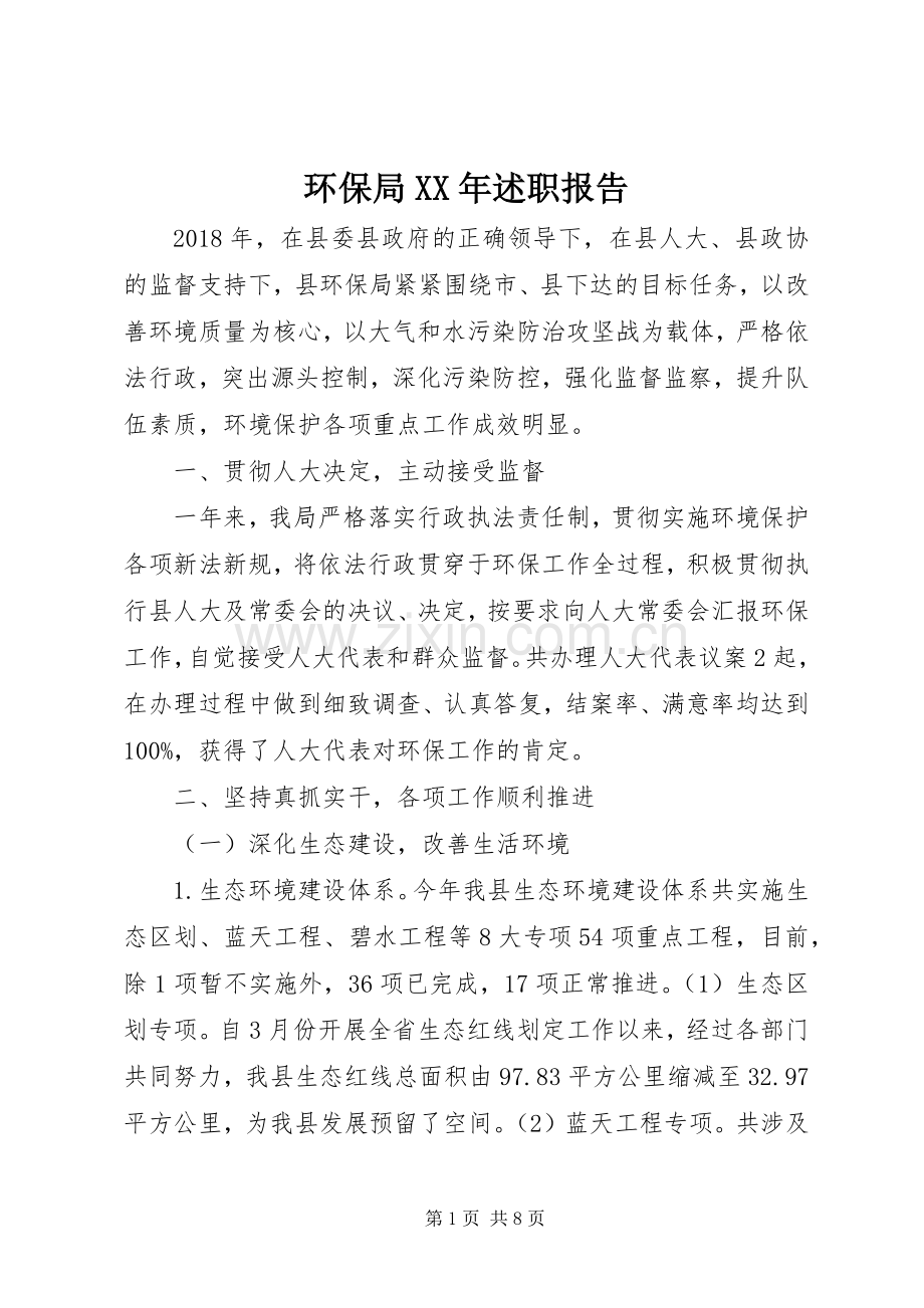 环保局XX年述职报告.docx_第1页