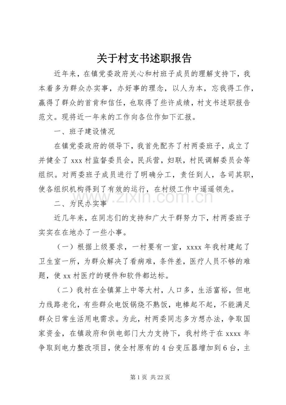 关于村支书述职报告.docx_第1页