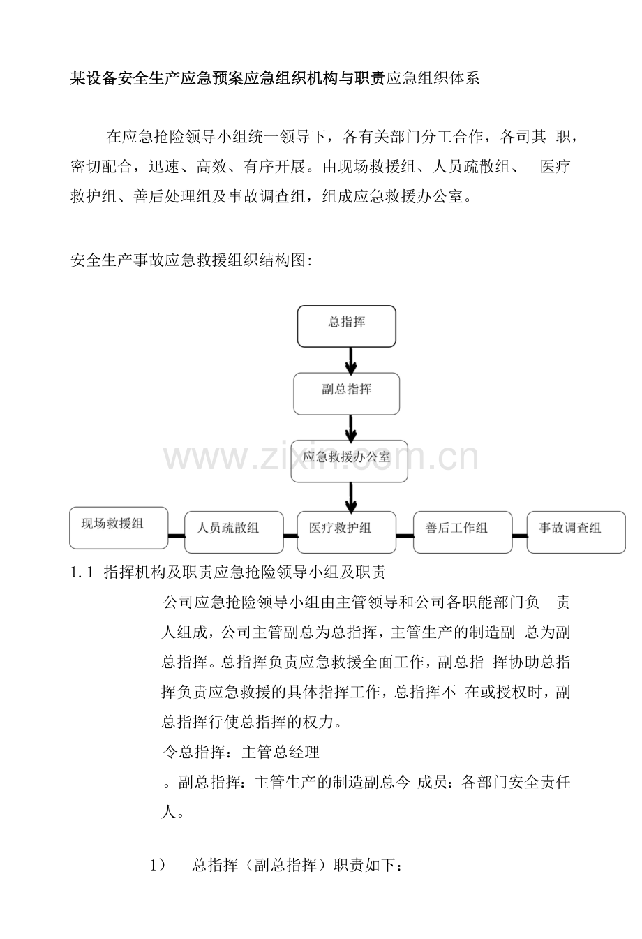 某设备安全生产应急预案应急组织机构与职责.docx_第1页