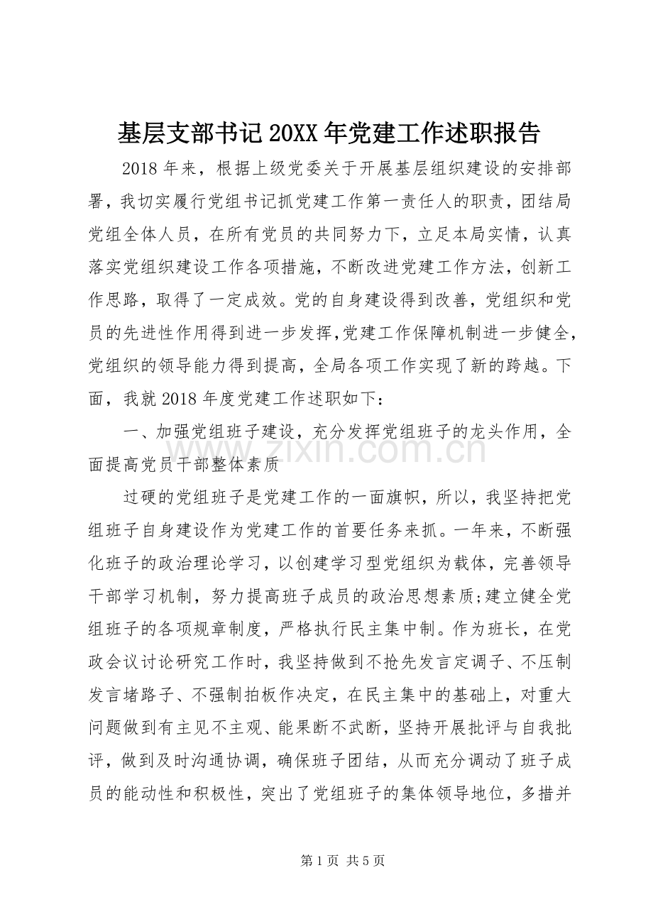 基层支部书记20XX年党建工作述职报告.docx_第1页