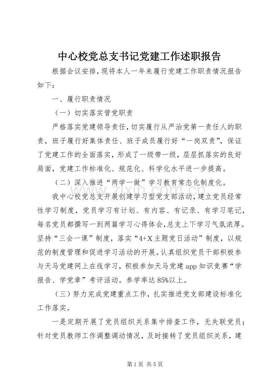 中心校党总支书记党建工作述职报告.docx_第1页