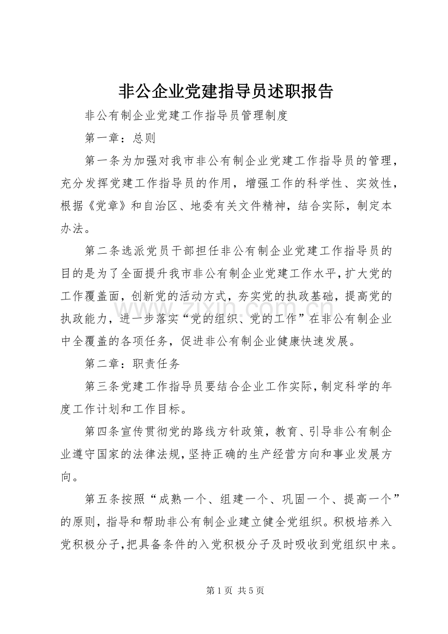 非公企业党建指导员述职报告.docx_第1页