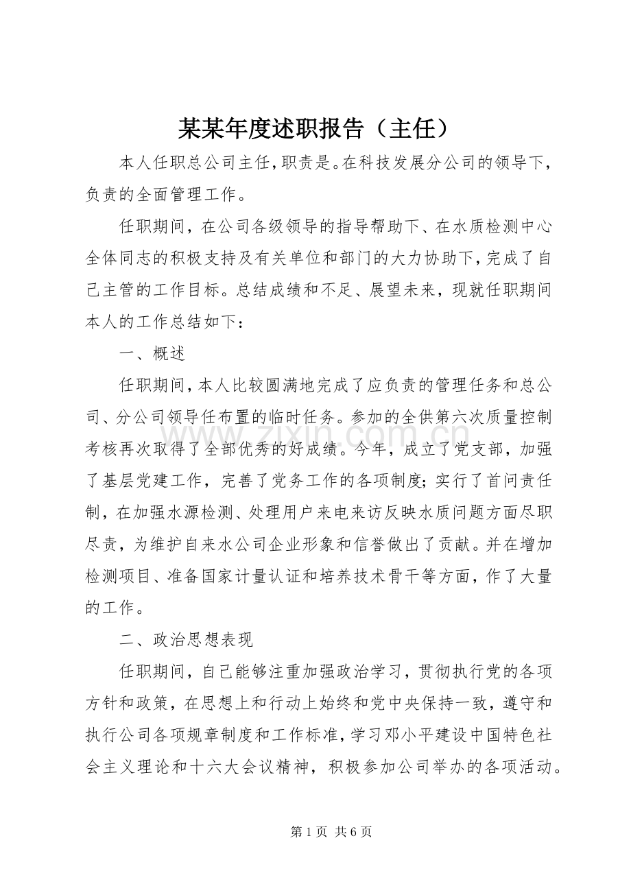 某某年度述职报告（主任）.docx_第1页