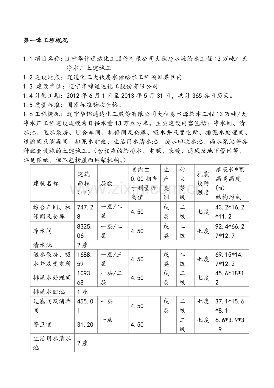 房水源给水工程13万吨天净水厂土建施工施工组织总设.docx_第3页