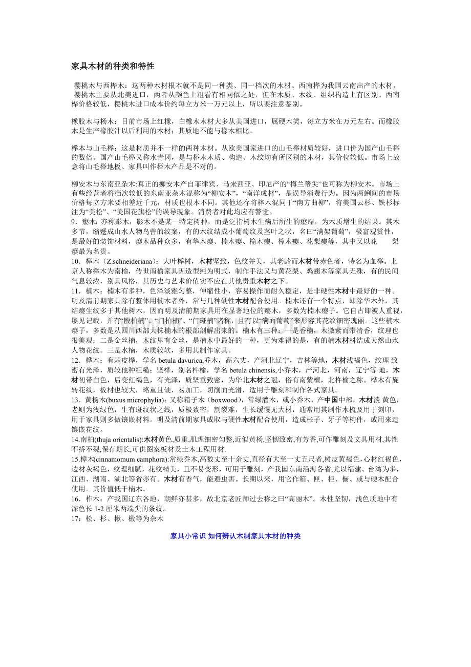 家具木材的种类和特性培训讲义.docx_第1页