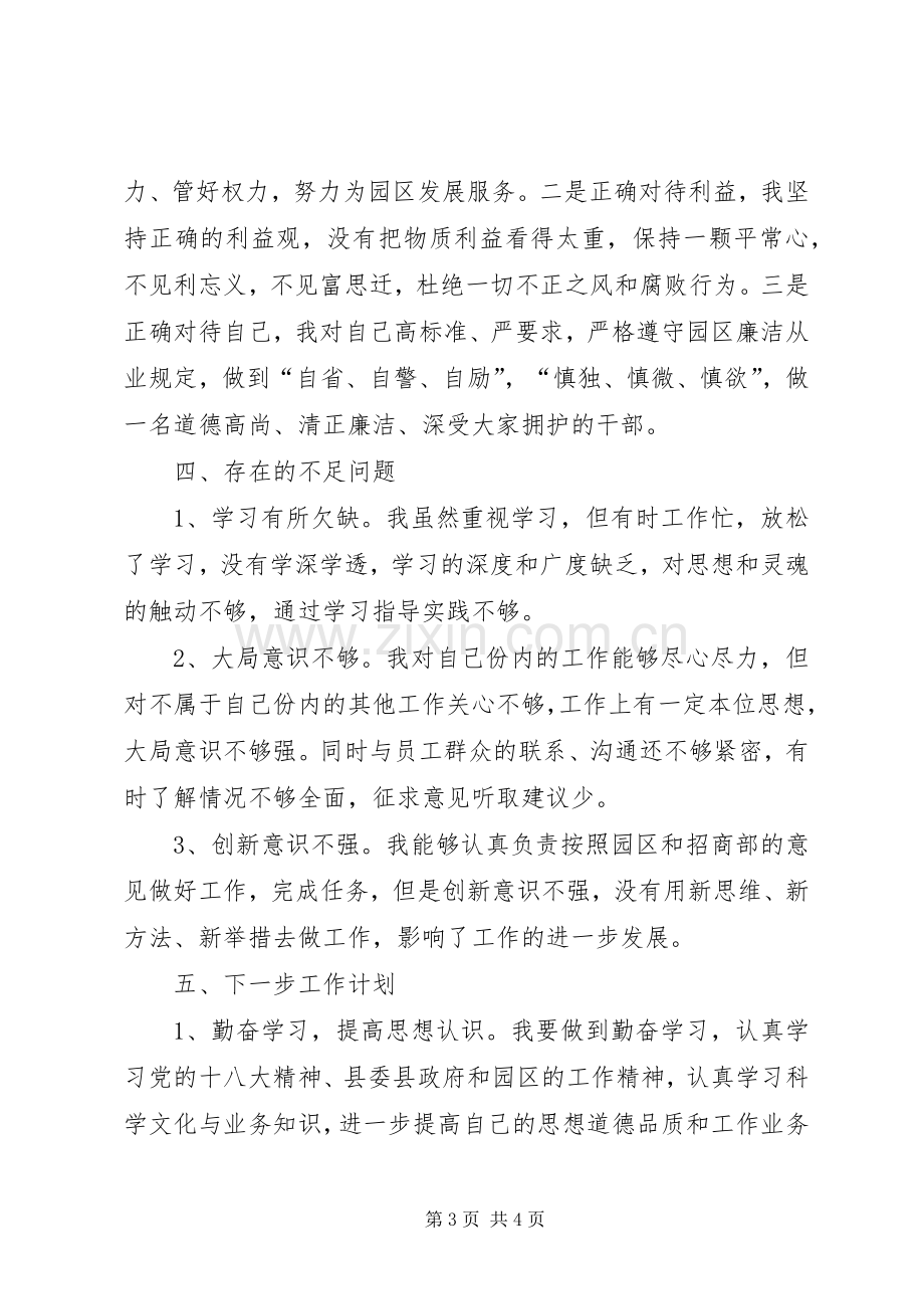 园区个人述职述德述廉报告.docx_第3页