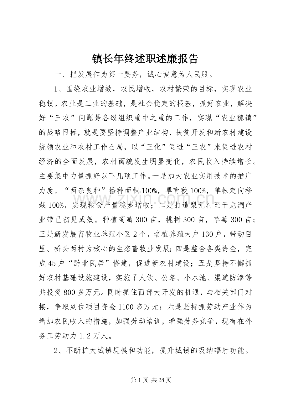 镇长年终述职述廉报告.docx_第1页