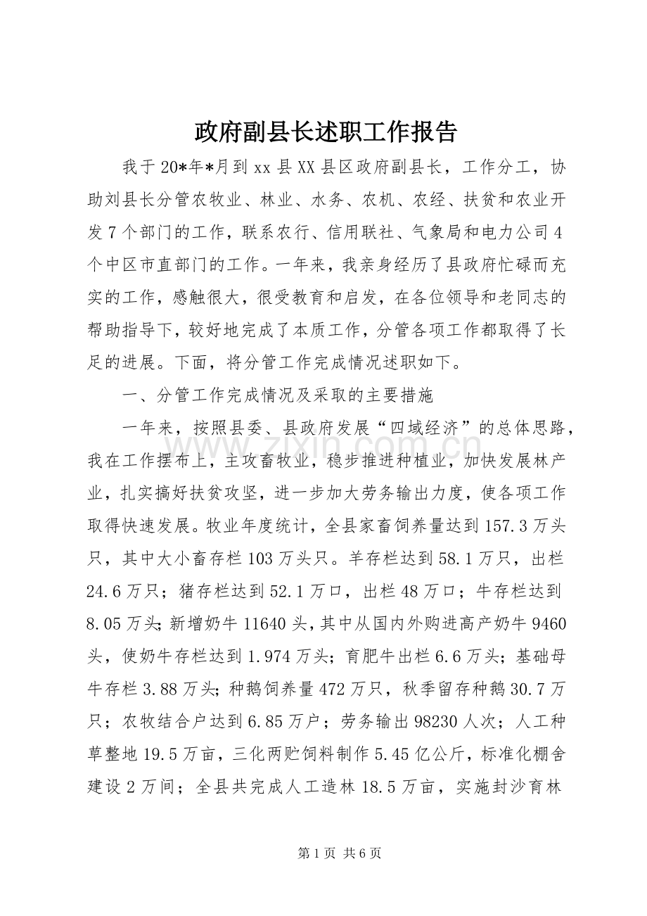 政府副县长述职工作报告.docx_第1页